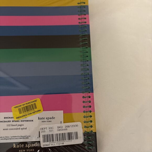 NWT-Kate Spade New York Enchanted Stripe Concealed Spiral Notebook - Picture 6 of 9